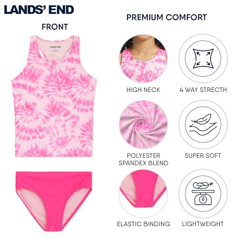Image of Lands' End Girls' UPF 50+ Swim Bikini Bottom and Racerback Tankini Set