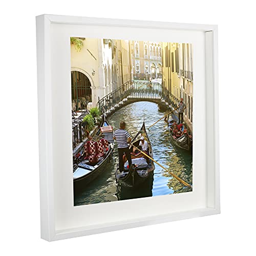 BD ART 50x50 cm groß Box 3D Objektrahmen Bilderrahmen mit Passepartout 40x40 cm, Weiß Quadratische zum befüllen, tiefer für objekte, foto… – Ansicht 1