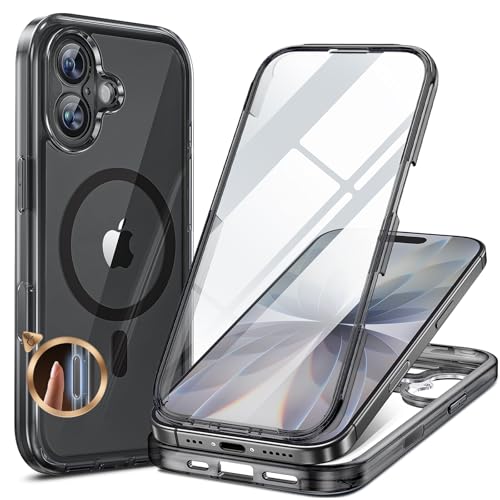 Image of Miracase for iPhone 17 Case 6.3'', Full-Body Bumper Military Drop Protection Outdoor Phone case with Built-in Glass Screen &Camera Control,Easy Installation,No Gap,Compatible with MagSafe,Clear Black