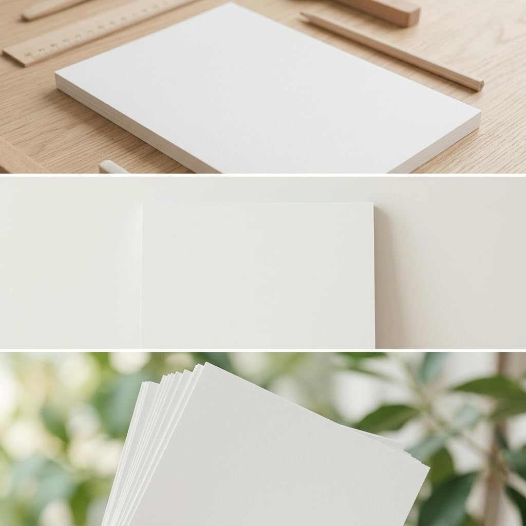 Qianly Cartoncino Bianco Cartoncino Carta Spessa Superficie Regolare per Stampa E Disegno Senza Sbavature Adatto a Biglietti da Visita Inviti Bricolage, Cartoncino bianco A4 300g
