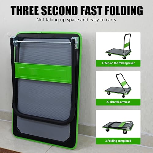 Carretilla plataforma plegable capacidad 660 lbs verde miniatura 2