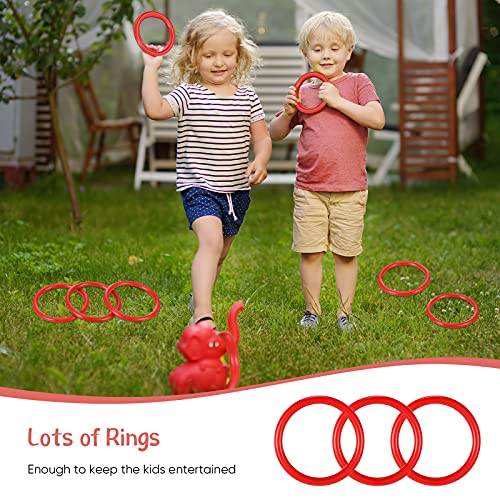 Meooeck 48 Pieces Plastic Ring Toss Rings 2.9 Inch Red Bottles Ring Toss Carnival Games for Adult Garden Backyard Outdoor Games