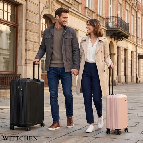 Wittchen Stripes Line Valigia Grande (Xl) | 76,5 × 50 × 29 Cm (96 L), Abs Rigido, 4 Ruote 360° E Lucchetto A Combinazione | Trolley Grande Formato Xl, Ryanair/Ita Airways - Colore: Nero - 7