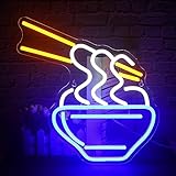 FAXFSIGN Ramen Neon Sign Blue Led Neon Lights for Wall Decor Noodle Light Up Signs for Resturant Home Bar Kitchen Dinning Room Cafe Japanese Noodle Shop Decorations
