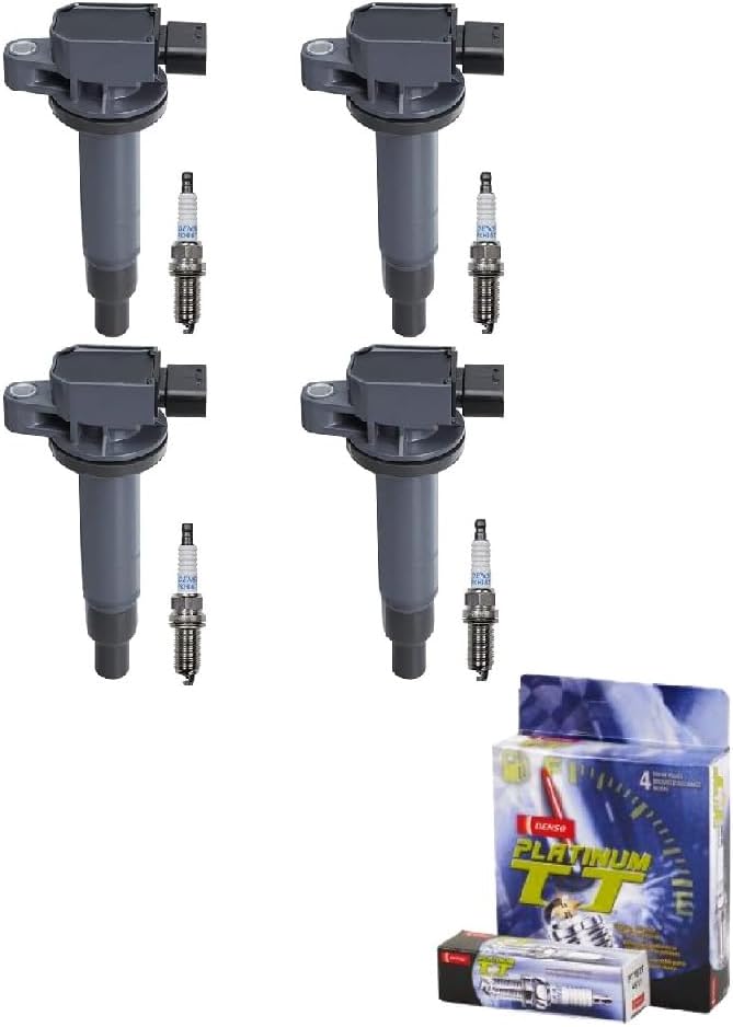 DEEGOOLY 4PCS UF-316 Ignition Coils Pack &amp; BKR5EGP Iridium Spark Plugs Compatible With Toyota Echo