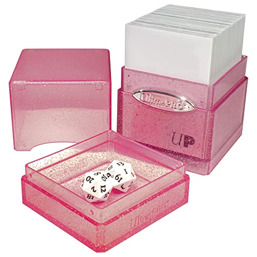 image for Ultra Pro - Satin Tower 100+ Card Deck Box (Glitter Pink) - Protect Yo