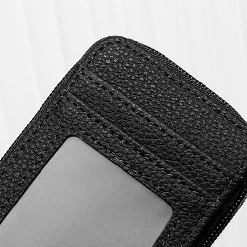 1pc Black RFID Blocking Card Holder with Zipper, Compact Credit Card Case for Men and Women, Polyester Lined, Modern Design, Credit Card Storage3