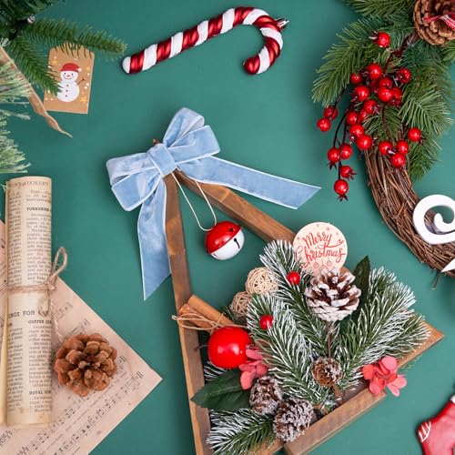 Image of QIANF Vintage Dusty Blue Velvet Ribbon Christmas Ribbon for Gift Wrapping Crafts Christmas Tree Ornaments Garland Decorations, 1 Inch X 25Yd