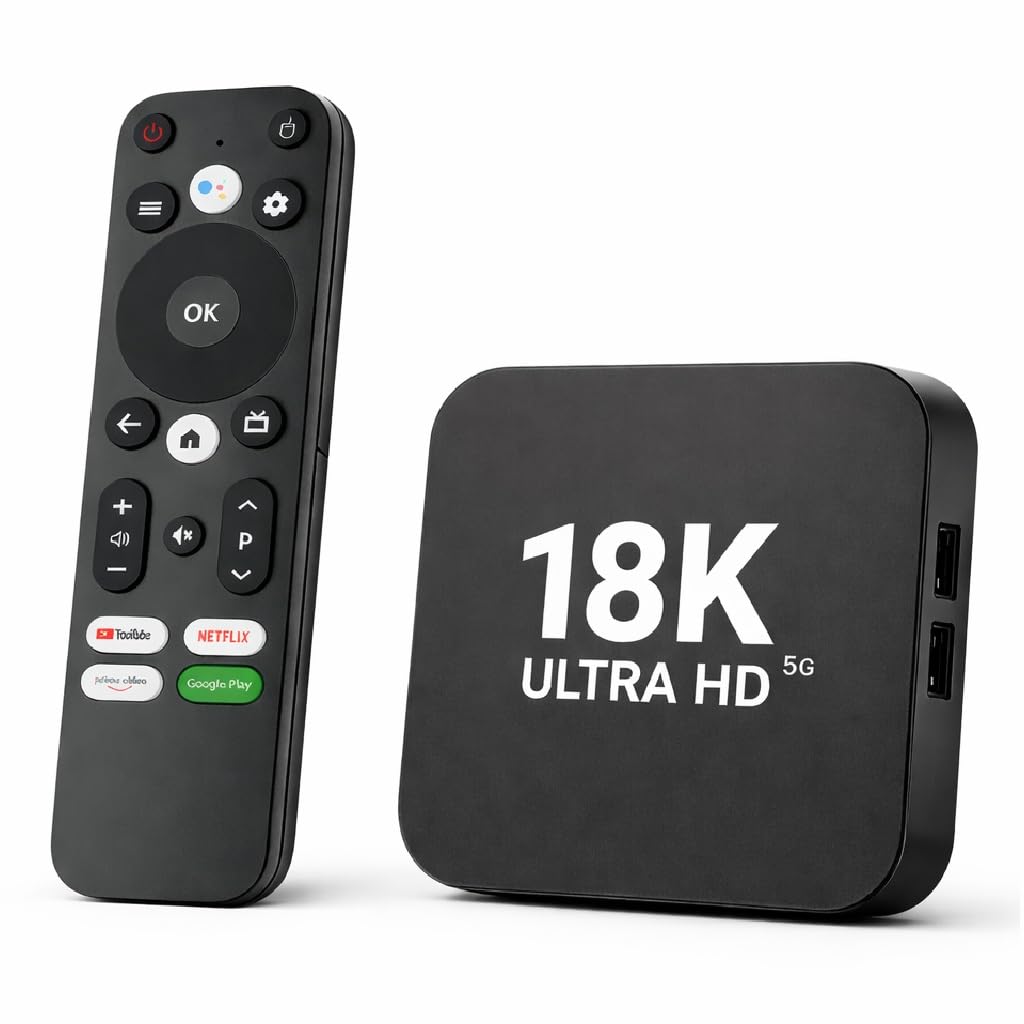 4K Smart Android TV Box with 8GB RAM+128 GB ROM Chromecast Built-in Dolby Music Support Android 13 OTT Television Box (Black, Google Assistant Working, HDMI Support)