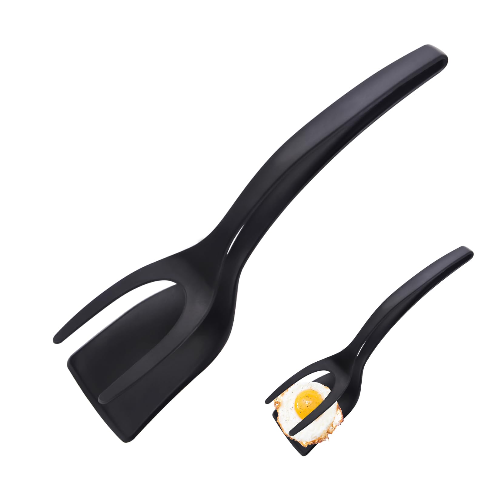 Pipihome Egg Flipper Spatula, 2 in 1 Grip and Flip Egg Flipper Spatula Tongs, Egg Spatula Flipper Tongs for Pancake French Toast Omelet Barbecue Steak Making Home Kitchen Cooking Tool