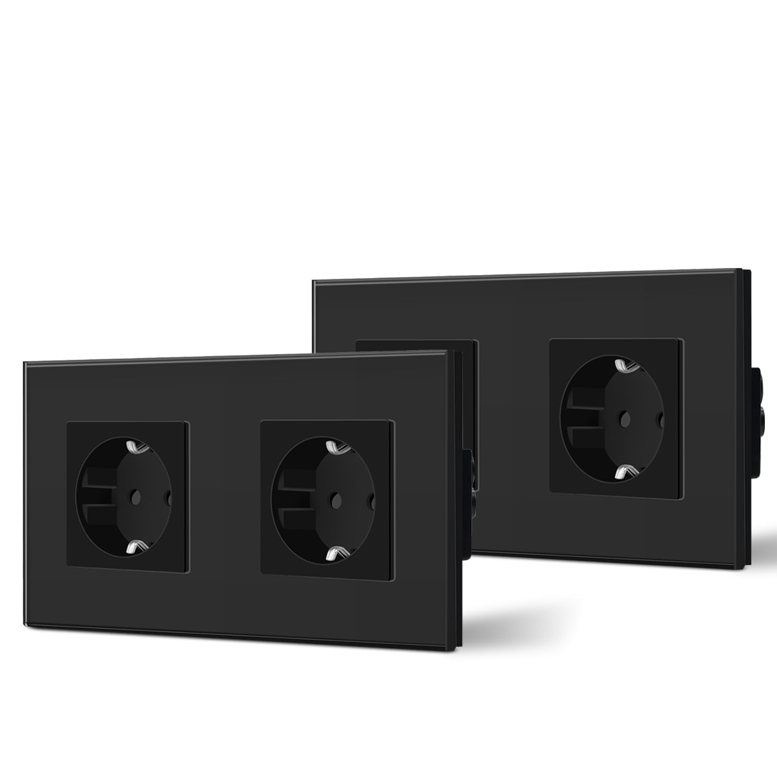BSEED Enchufe de Pared con USB C,Enchufes Dobles Empotrados con Cristal,Toma de Corriente,Seguridad infantil,Fácil de Instalar,M Serie,2 Enchufes con USB y Tipo C,157mm Blanco — view 15