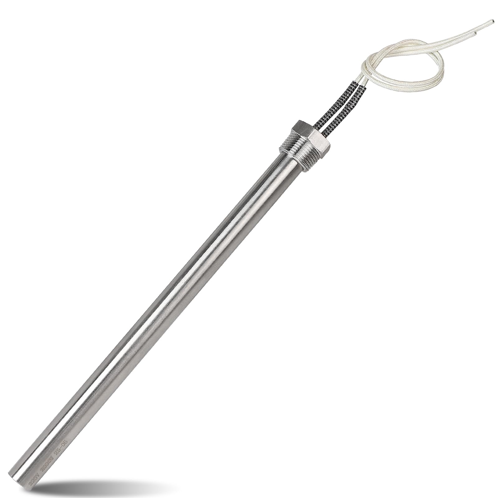 CPROSP 220V 2000W Heizpatrone mit 1/2 Zoll Flansch, Heizstab Edelstahl 300mm, Mehrzweck Eintauchheizkörper mit Kabel 300mm, Patronenheizelement, Wird zum Erhitzen von Flüssigkeiten verwendet.