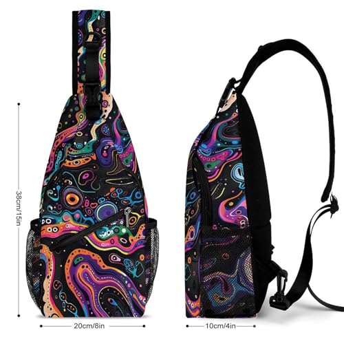 Various Shapes of Colors Sling Bag for Men Women - Adjustable Crossbody Chest Backpack, 15" Travel Hiking Fanny Pack2