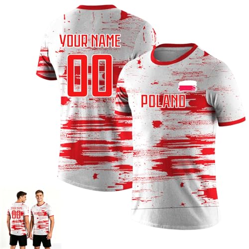 Personnalisation Coupe du Monde 2026 Maillot De Foot Enfant Adultes, Maillot Foot Personnalisés pour avec Nom & Numéro, pour Matchs Et Conjuntos Para El Día A Día (Pologne)