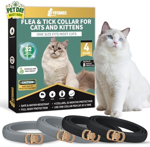 YOTANGO 4 Pack Flea Collar for Cats, 32 Months Flea and Tick Prev...