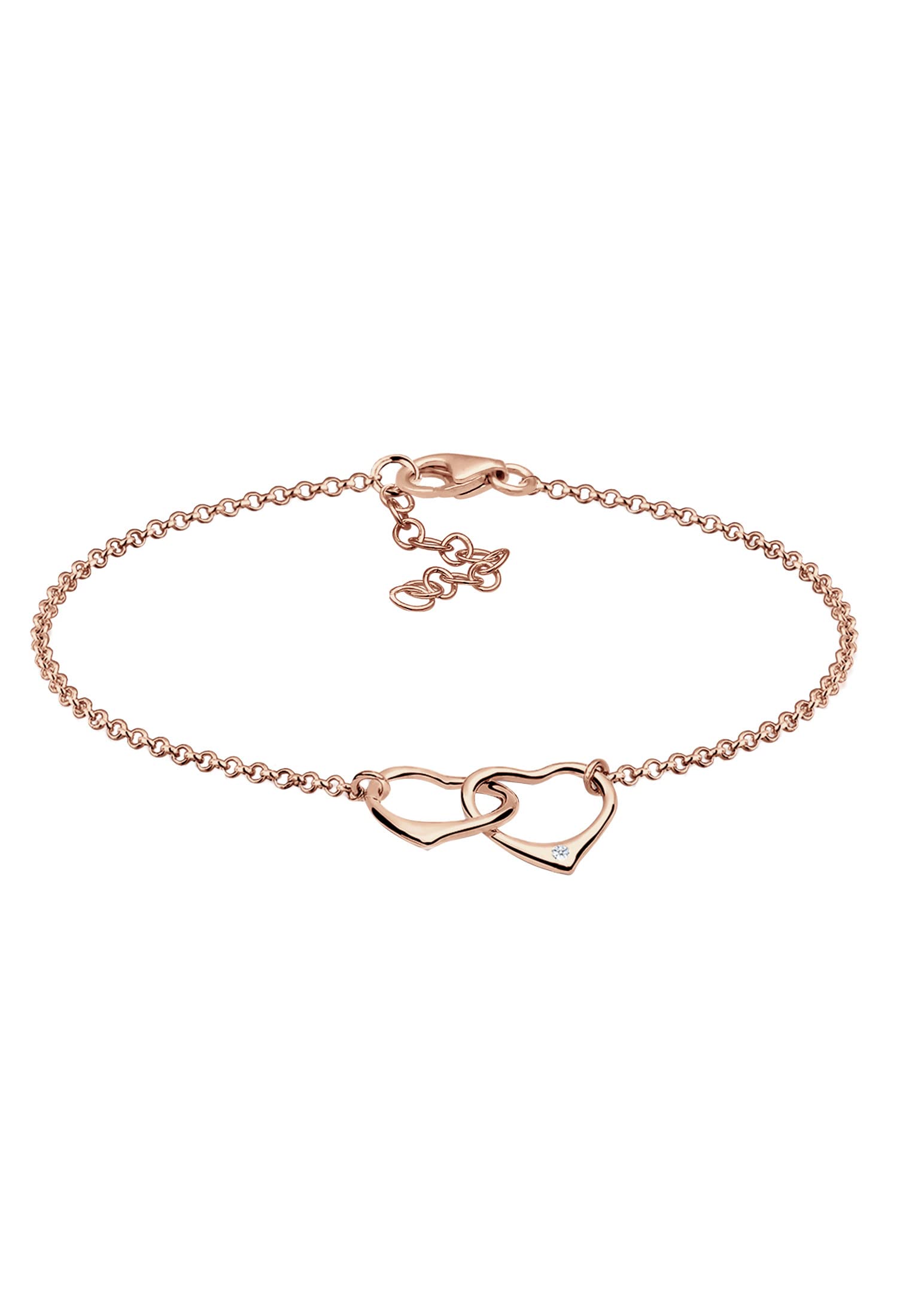 Diamore Damen Armband mit Herz Symbol Liebe in 925 Sterling Silber mit Diamant (0,02 ct.)
