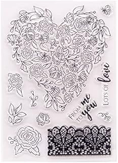 Hpory Christmas Clear Stamps, Silicone Stamps with Butterflies Sunflowers Leaves Dandelion Letters Bees Pattern, Transparent Stamps for Crafting Christmas Card Making DIY Scrapbooking Photo Albums