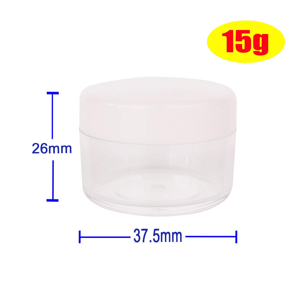 Wopanxye 12pcs 15 Gram 15ml Jars, Small Cosmetic Sample Empty Container, Plastic Round Pot White Screw Cap Lid - Image 2