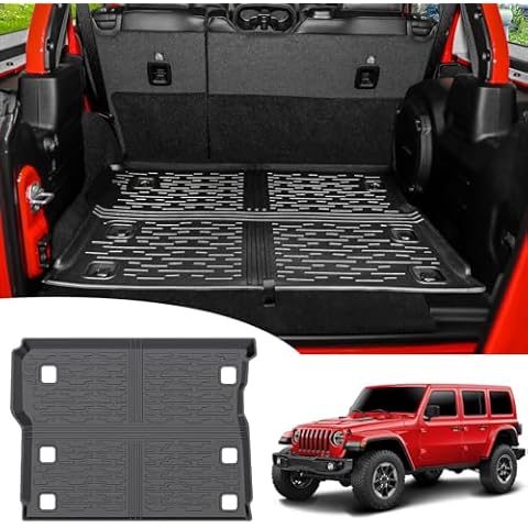 Utiiy Trunk Mat Fit for 2018-2024 Jeep Wrangler JL Unlimited 4X4 with Subwoofer Cargo Mat TPE Cargo Liners Trunk Floor Mat for Jeep Wrangler JL 4 Door Accessories 2023 2024(Not Fit 4XE) Cover