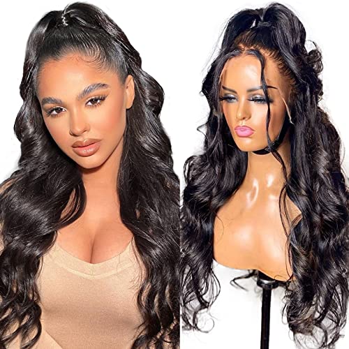 Doiwile Body Wave 13x4 Lace Front Wig Human Hair Lace Front Wigs for Black Women Glueless Body Wave Lace Front Wigs Human Hair Wigs Natural Color (14 Inch, 13x4 Lace Front Wig)