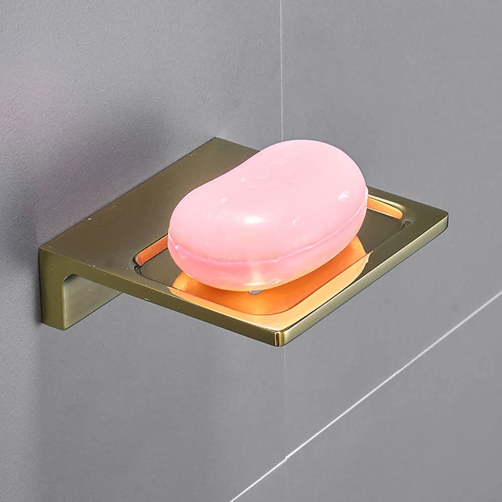 jabonera de Pared， Jabonera de Cobre Moderna y Minimalista, Bandeja Protectora for Esponja de Pared.(Gold)