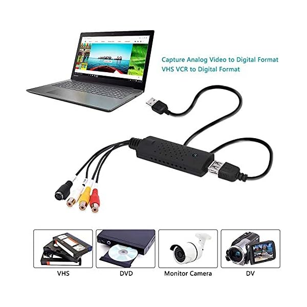 TCNEWCL Video Grabber, USB Audio Video Konverter, Digitalisieren und Bearbeiten von Videos, Hi8 VCR VHS auf DVD… – Bild 3