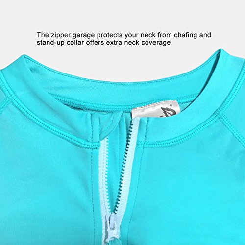 BALEAF Women's Long Sleeve Half-Zip Sun Protection Rashguard Side Adjustable Swim Shirt Blue Size XL