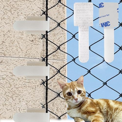 JUGGPENG 60 Stück Outdoor Adhesive Hooks, Klebehaken Außen für Katzennetz Balkon, Fixierung für Balkonnetz für Katzen Ohne Bohren, 3M-Modell, Katzenschutznetz (Ohne Katze Netz) JUGGPENG 60 Stück Outdoor Adhesive Hooks, Klebehaken Außen für Katzennetz Balkon, Fixierung für Balkonnetz für Katzen Ohne Bohren, 3M-Modell, Katzenschutznetz (Ohne Katze Netz)