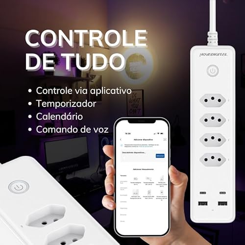 Filtro De Linha Inteligente Wifi Tomada Réqua Usb-c Alexa