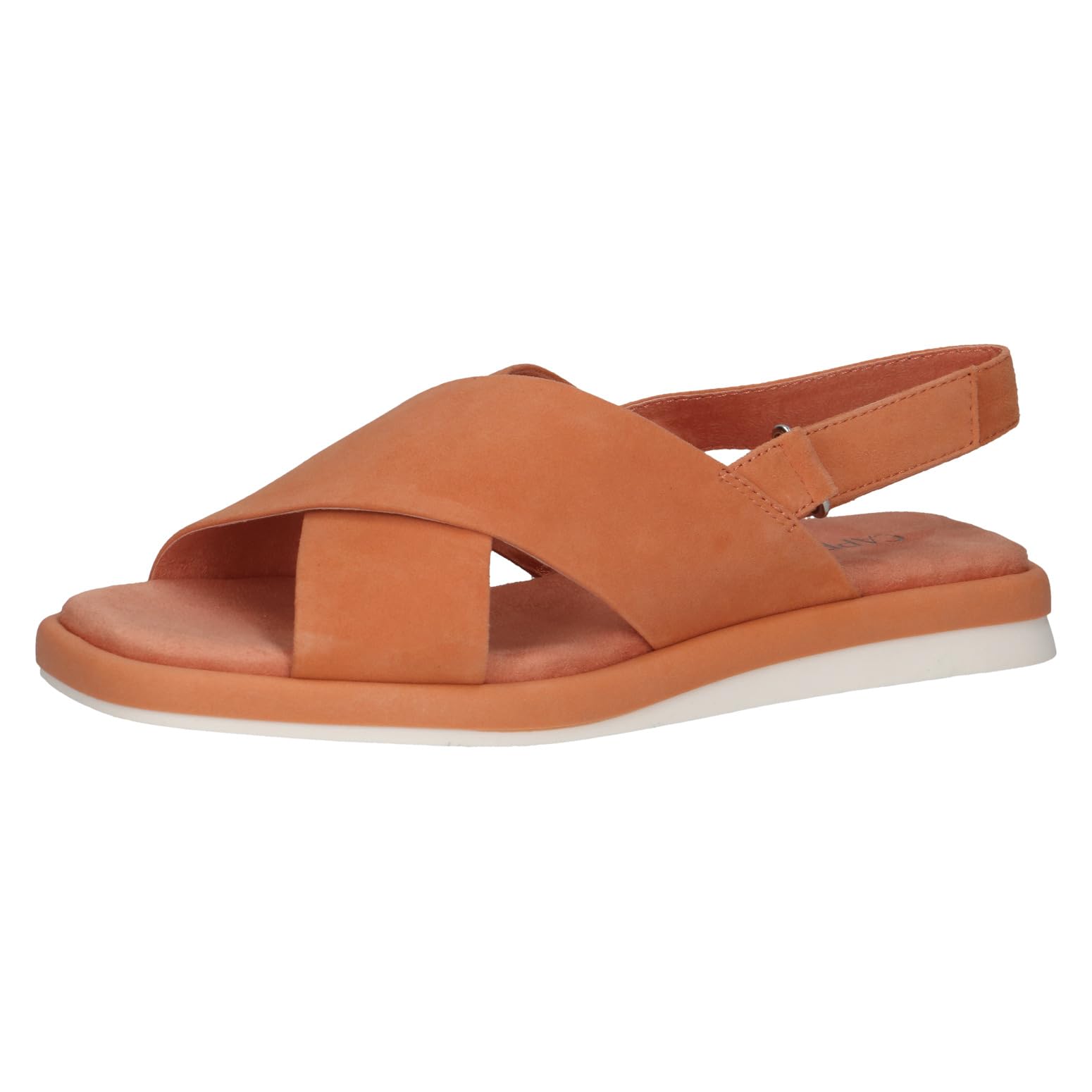 CAPRICE Women's Flat Leather Sandals with Footbed, Orange (Orange Suede), 6 UK