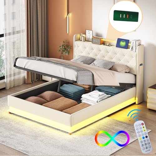 Letto Matrimoniale Contenitore 140x200 cm con LED e USB