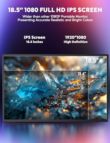 Image of ZSCMALLS Portable Screen, 18.5 inch 1080P 100Hz Extended Monitor, 1000:1 100% sRGB USB-C HDMI Portable Display for Laptop HDR Travel Screen with Speakers & Smart for PC PS5 /4 Xbox Switch