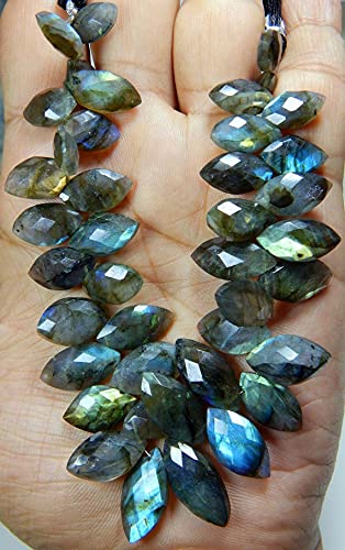Perles labradorite facettées marquise LKBEADS 7x10-10x15mm pour fabrication de bijoux artisanaux