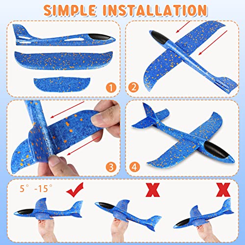 VCOSTORE Styroporflieger Flugzeug Styropor Kinder - 2 Stück Flugzeug Spielzeug Groß Segelflugzeug Wurfgleiter Flieger… – Bild 4