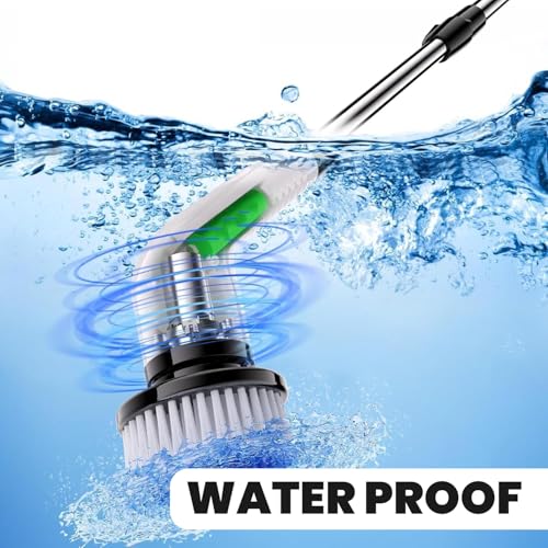 Image of Electric Spin Scrubber, Cordless Waterproof Bathroom Scrubber with 9 Replaceable Heads, 2 Speeds and Upgraded Extension Handle, Shower Cleaning Brush for Bathtub, Tile, Floor & Kitchen