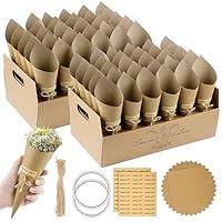 KALBIGRO Konfetti Hochzeit Kegel - 60 Stück Halter mit 2 Kraftpapier Kegelhalter - Vintage Dekoration für Blütenblätter Party, Unifarben
