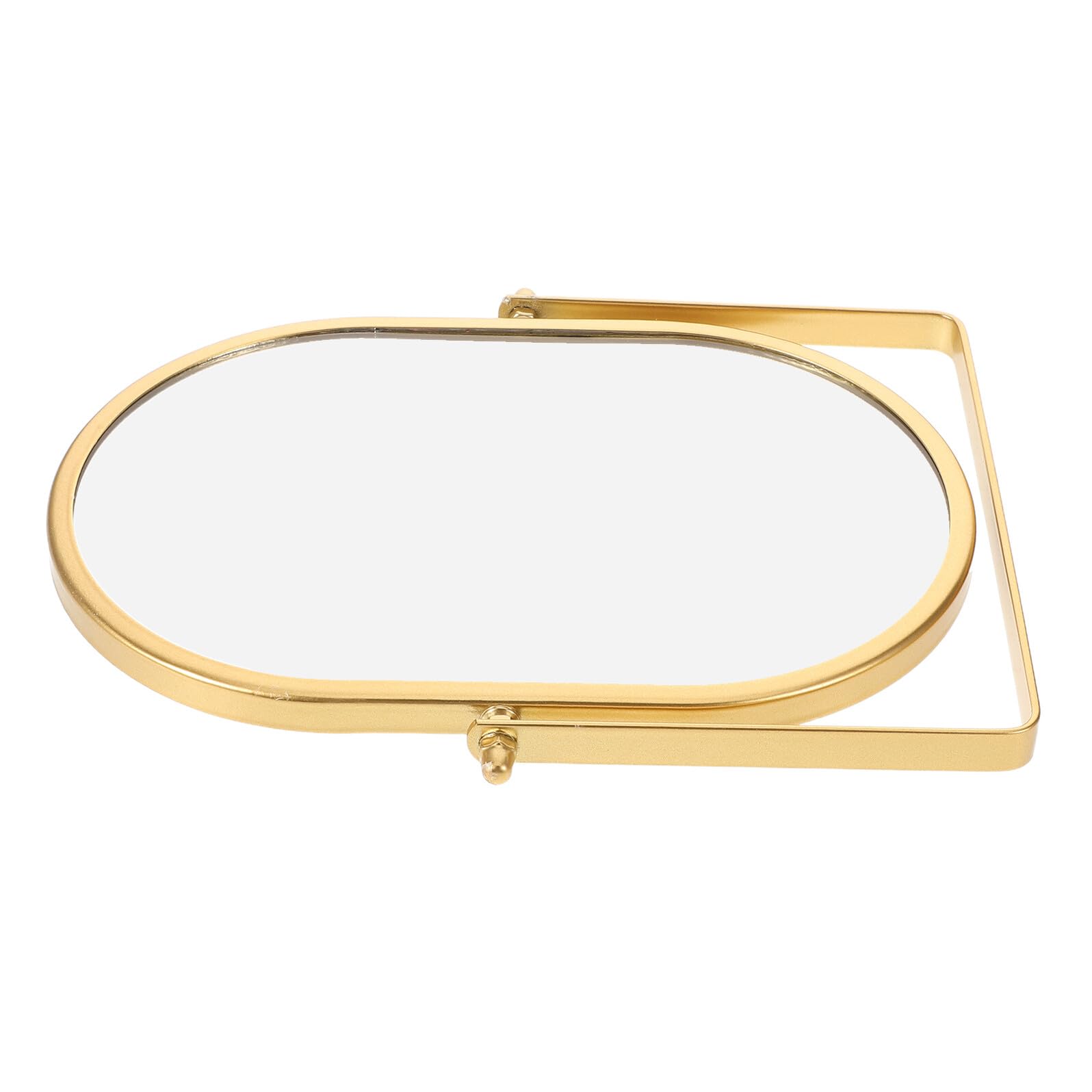 Miroir ovale pliable compact vintage doré sur pied pivotant 360