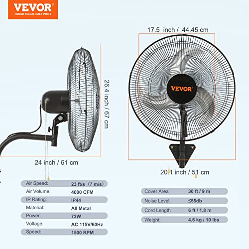 Vevor WALL MOUNT FAN 18 INCH OSCILLATING 18 Inch Wall Mount Fan Oscillating thumb #6