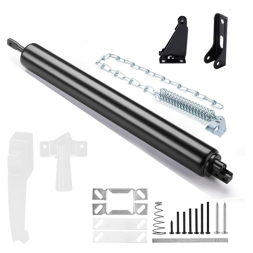 Littimoon Screen Door Closer Storm Door Protector Chain and Spring Screen and Storm Door Push Button Set Black