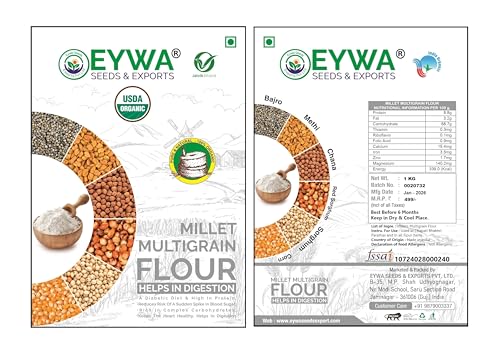 Image of Eywa Seeds & Exports Pvt Ltd Organic Bajra Multi Grains Atta (1 Kg) Mixers Of Bajra,Sorghum,Red Sorghum,Makai,Ragi,Chana & Methi| 100% Wholegrain Atta|0% Maida
