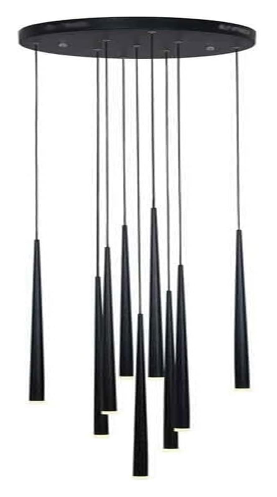 HYJAUSXB Indoor Led Ceiling Pendant, High Foyer Entryway Clusters Pendant Hanging Light, Staircase Long Tube Linear Black Large Chandelier,Foyer