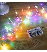 SINAMER Multicolor Fairy Lights Battery Operated,1 Pack Led Mini Twinkle Copper Wire Firefly Star...