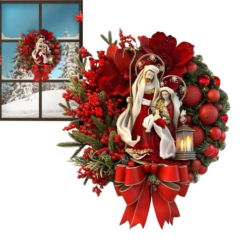 Guirnalda De Navidad Para Puerta Delantera - Decoraciones Festivas Y De Temporada Del Hogar - Guirnalda De Bayas Rojas,Para Ventana De Pared Repisa Interior Y Exterior Bodas Y Encuentros