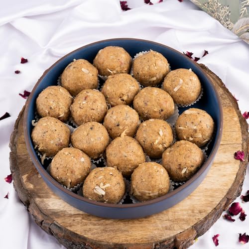 Image of Gud Mishri Gond Ke Laddu Mishri 250 Gm | Healthy Energy-Boosting Indian Sweet Made with Aata, Badam, Gond, Coconut & Desi Ghee | Sweetened with Mishri | Nutritious Traditional Ladoo | No Refined Sugar | Healthy Mithai Gift Box