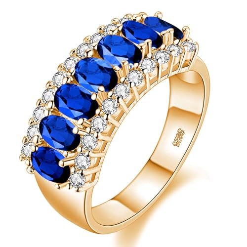 Uloveido Beautiful Women's 7 Stones Wedding Band Oval Cubic Zirconia Engagement Anniversary Rings J501