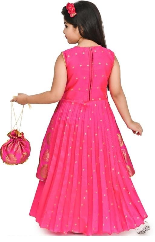 Image of Zenat Kids Girls Elegant Silk Gown | Beautiful Embroidery Design Sleeveless Dress | Stylish Long Frock for Girls