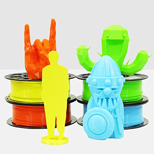 Image of 1.75mm 3D PLA Filament 4 in 1 Bundle: Yellow, Orange, Lime Green, Sky Blue, 4 Bright Colors Packed, Each Spool 250g, 4 Spools Packed, Total 1Kg 3D Printing Material by MIKA3D