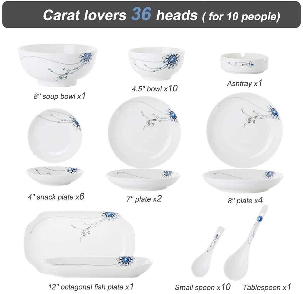 Essteller, luxuriöses Tafelservice für Partys, 36-teiliges Porzellangeschirr-Set – Essteller- und Schüssel-Sets, Keramikgeschirr-Set für 6/8/10 Personen