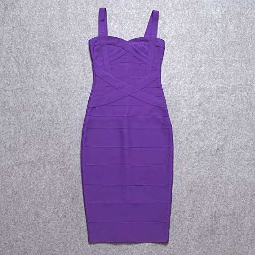 Image of Midi-Calf Solid Color Spaghetti Strap Rayon Bandage Dress