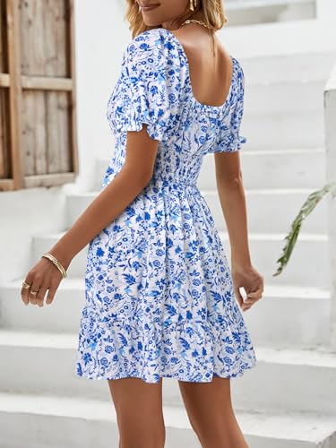 Image of Womens Babydoll Mini Dress Casual Square Neck Short Sleeve Summer Dresses